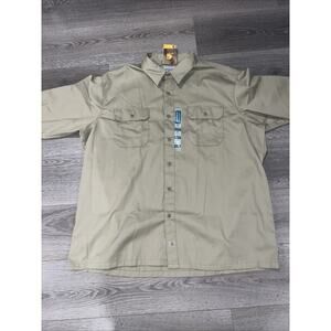 Carhartt Work Shirt Mens 3XL Button-Up Tan Long Sleeve Pockets S224 KHI Adult
